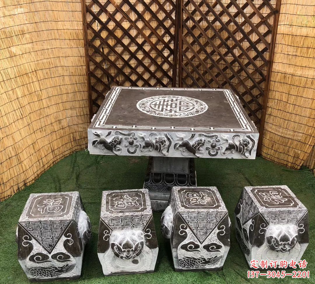 黄冈仿古石桌凳公园景观石雕