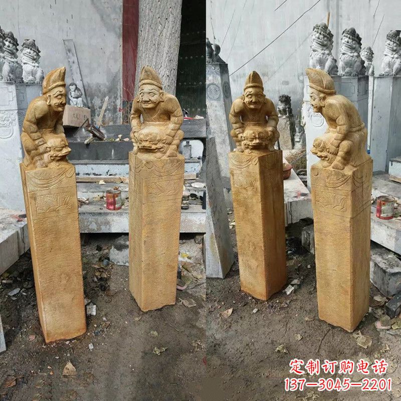 黄冈经典仿古拴马桩雕塑