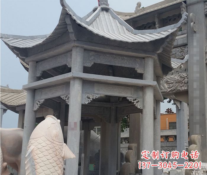黄冈精美仿古双层石雕凉亭