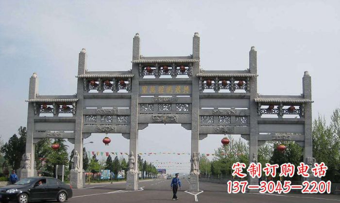 黄冈精美仿古石雕牌坊雕塑