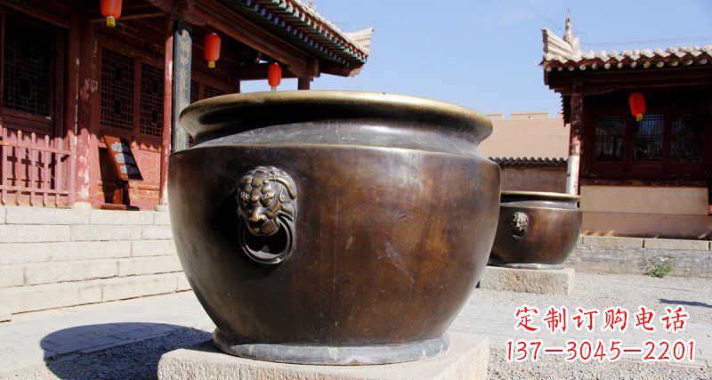 黄冈仿古圆形水缸铜雕
