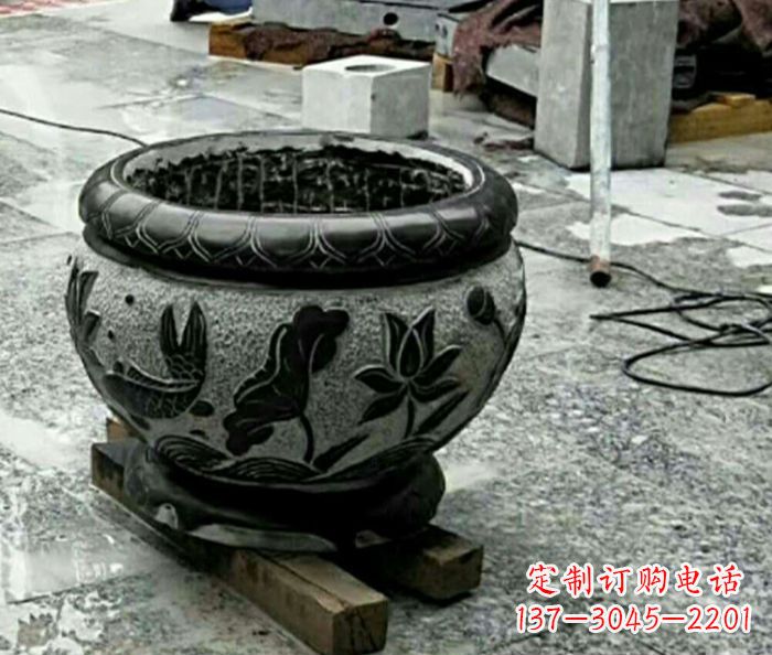 黄冈精美仿古招财水缸石雕