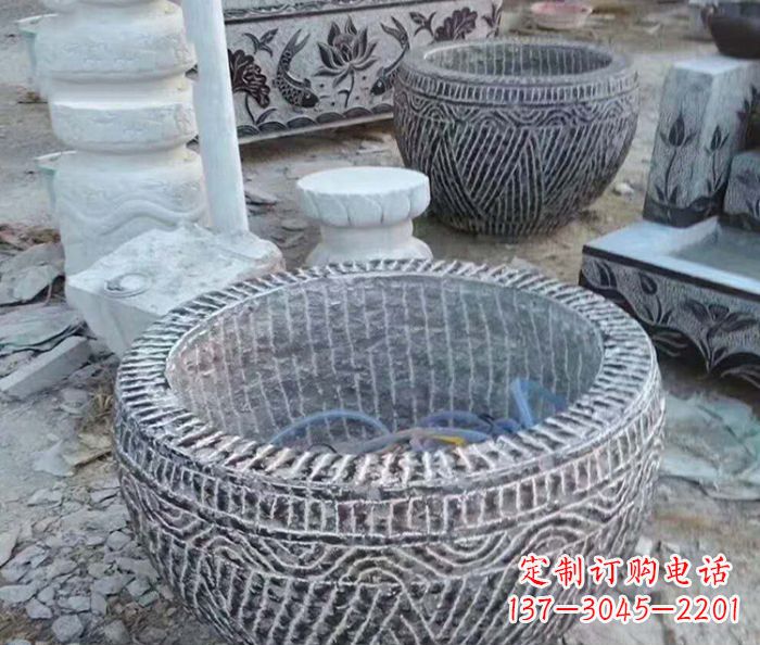 黄冈精美仿古石雕水缸