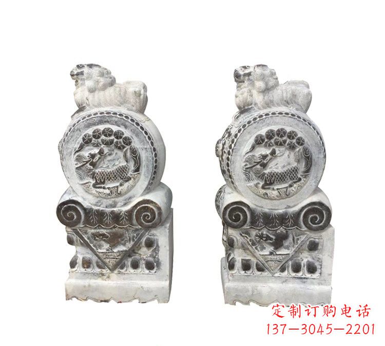 黄冈仿古雕塑狮子抱鼓石