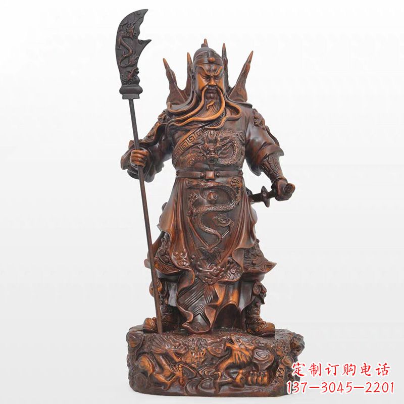黄冈精美关公铜雕像,古朴高雅