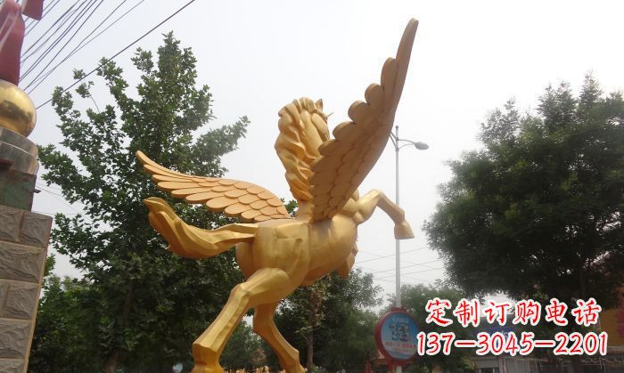 黄冈飞马广场景观动物铜雕