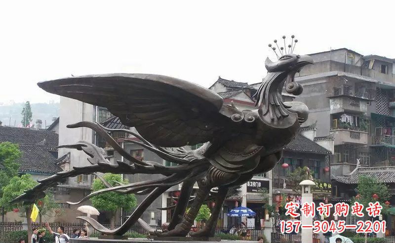 黄冈精美铜凤凰雕塑