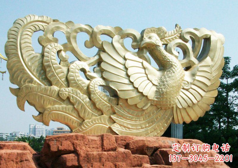 黄冈凤凰古代神兽铜雕