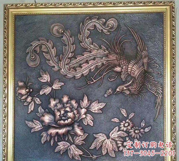黄冈凤凰雕塑,精美铜浮雕