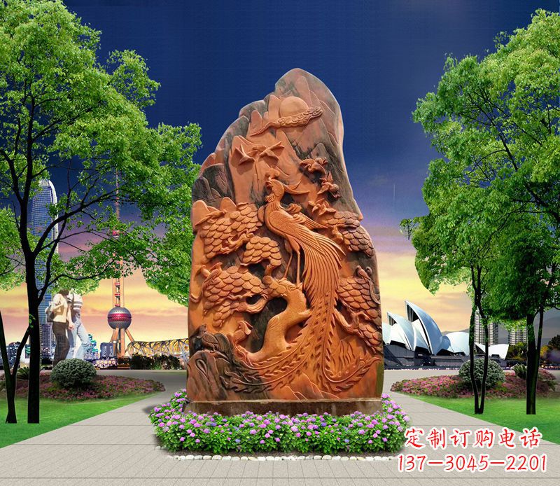 黄冈凤凰石雕公园动物摆件