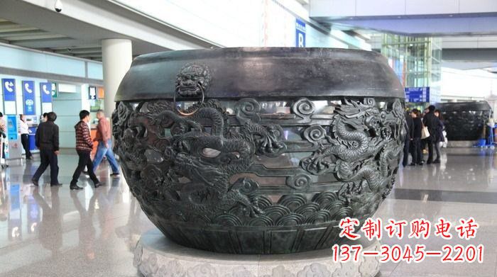 黄冈浮雕水缸龙广场景观雕塑