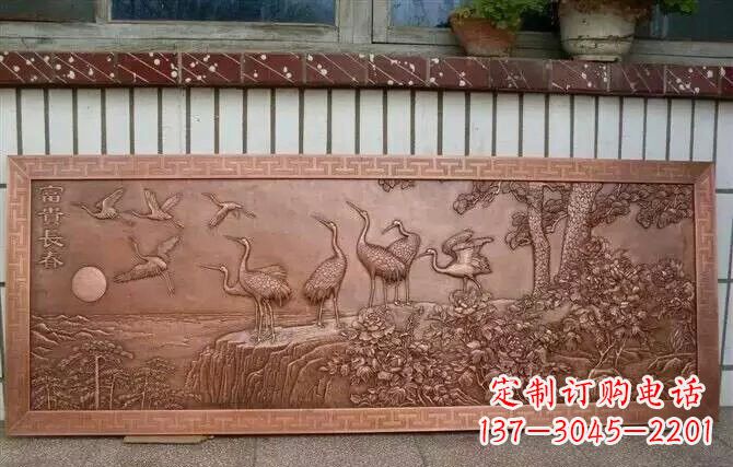 黄冈富贵仙鹤浮雕锻铜雕塑