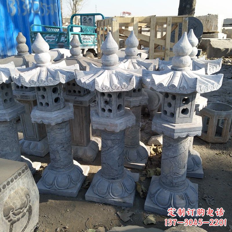 黄冈高墩青石中式灯笼雕塑
