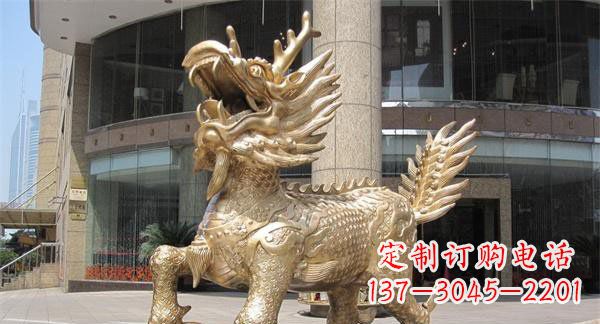黄冈中领雕塑,定制精美麒麟神兽铜雕