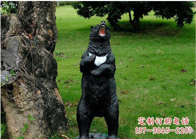 黄冈公园风情玻璃钢仿真黑熊雕塑