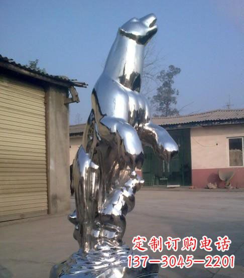 黄冈公园不锈钢抽象北极熊动物雕塑