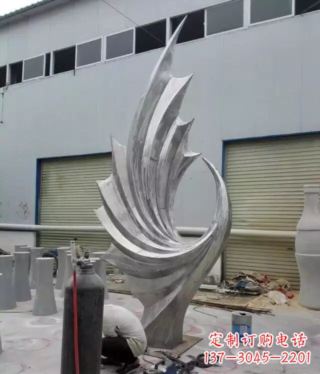 黄冈公园不锈钢抽象凤凰雕塑 (5)