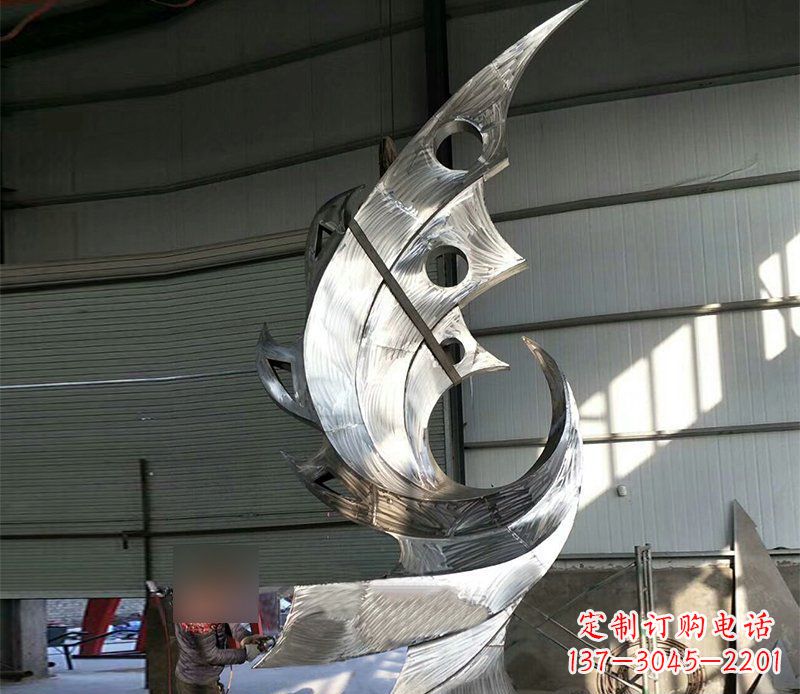 黄冈公园不锈钢抽象凤凰景观雕塑 (3)