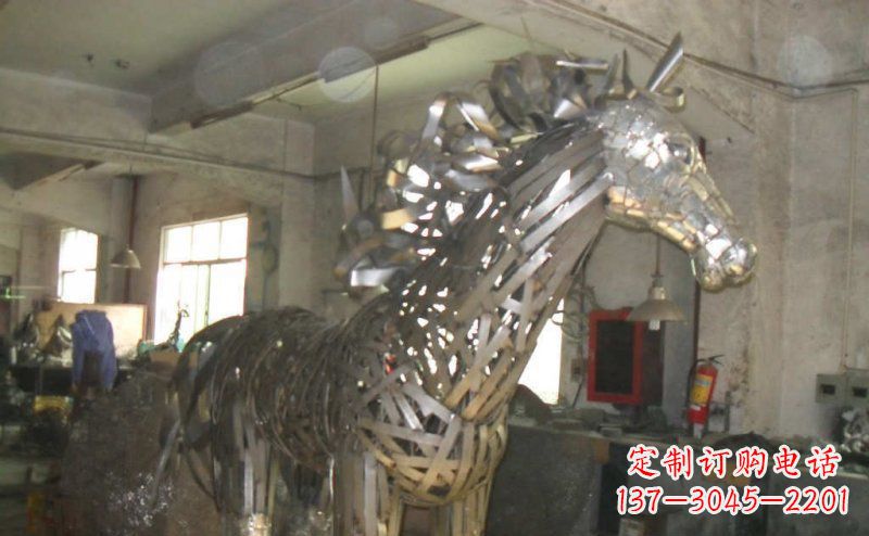 黄冈不锈钢抽象马动物雕塑