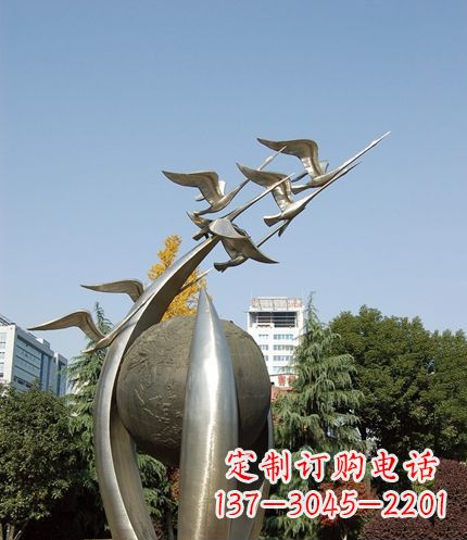 黄冈唯美 大雁不锈钢雕塑