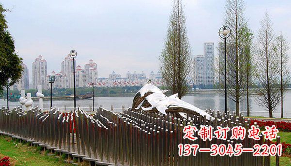 黄冈动物主题不锈钢海豚雕塑