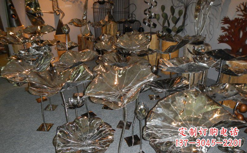 黄冈抛光不锈钢荷叶雕塑