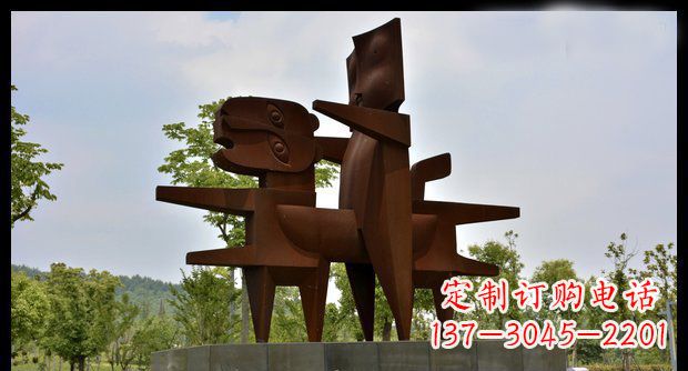 黄冈不锈钢人骑老虎雕塑
