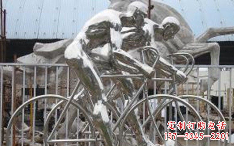 黄冈铸造不锈钢骑自行车景观雕塑