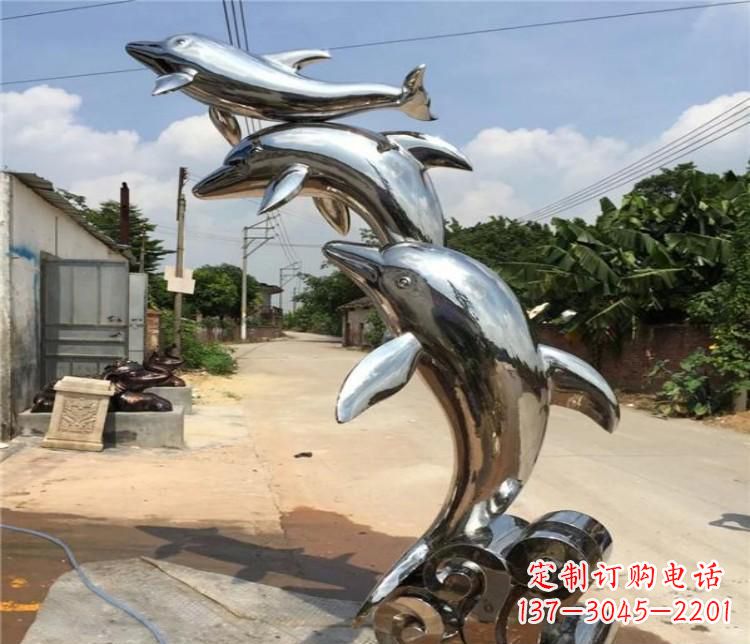 黄冈冲浪海豚不锈钢雕塑
