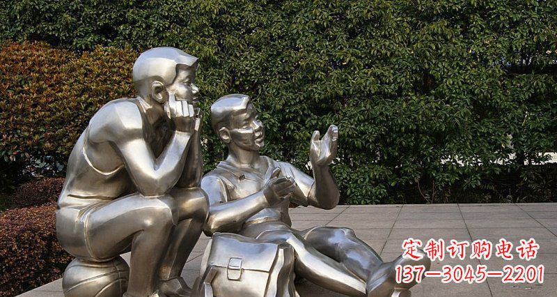 黄冈一起勇敢长大——不锈钢学生雕塑