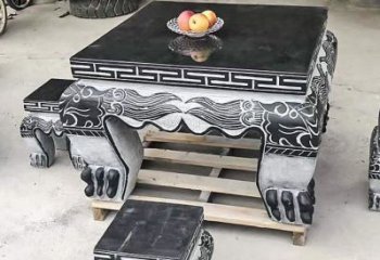 黄冈方形仿古石桌凳 (2)