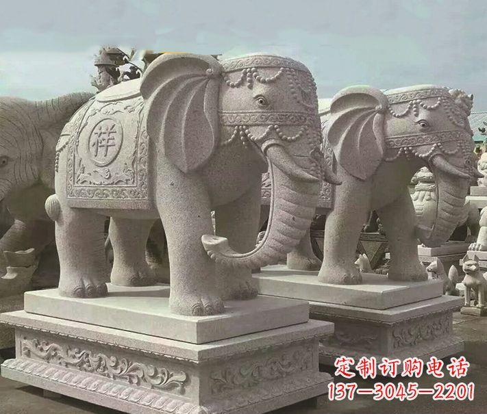黄冈精美大象大理石雕塑