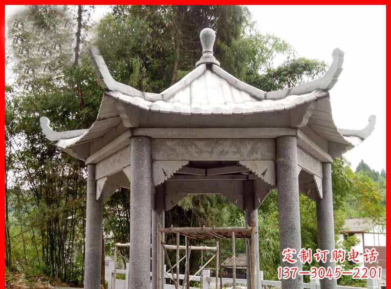 黄冈复古公园石凉亭雕塑