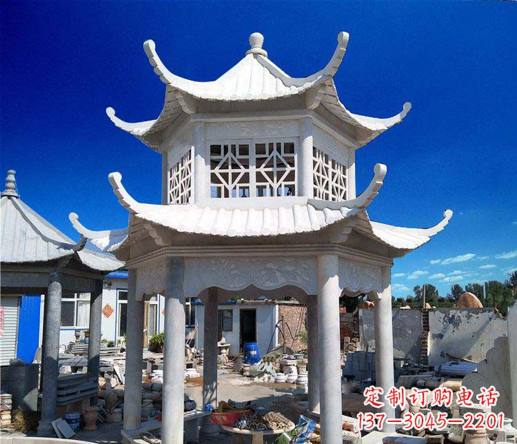 黄冈大理石双层凉亭雕塑