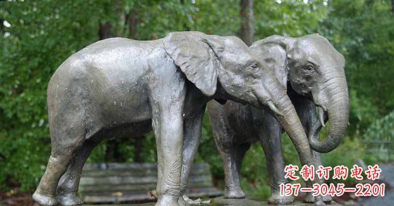 黄冈公园大象动物铜雕 (2)