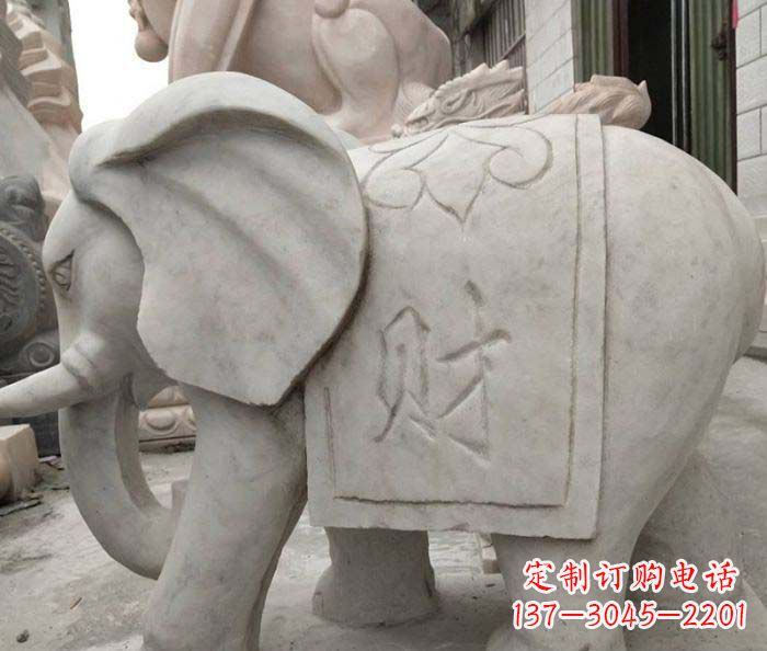黄冈公园动物大理石大象石雕 (2)