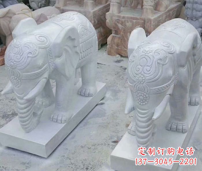 黄冈高雅雕塑招财石雕大象