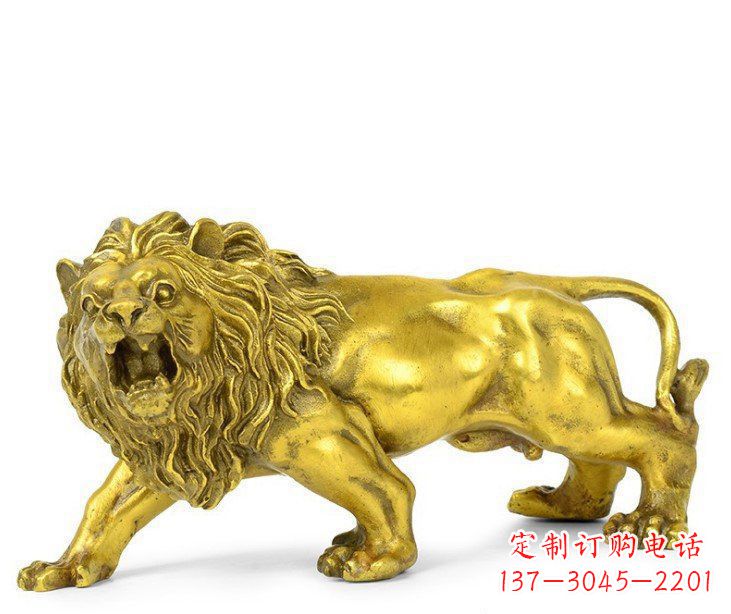 黄冈公园动物黄铜鎏金狮子铜雕塑