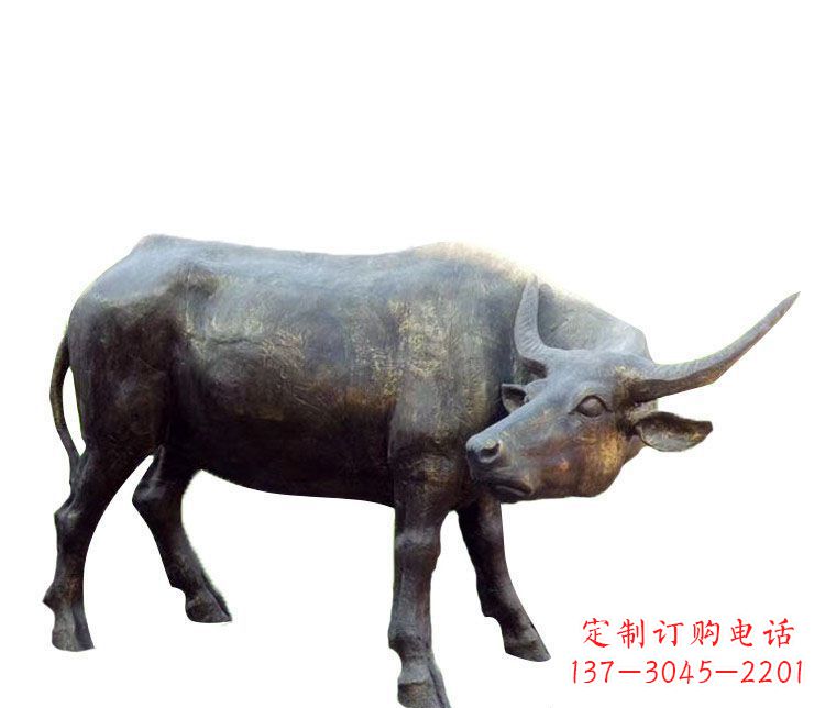 黄冈公园动物水牛铜雕