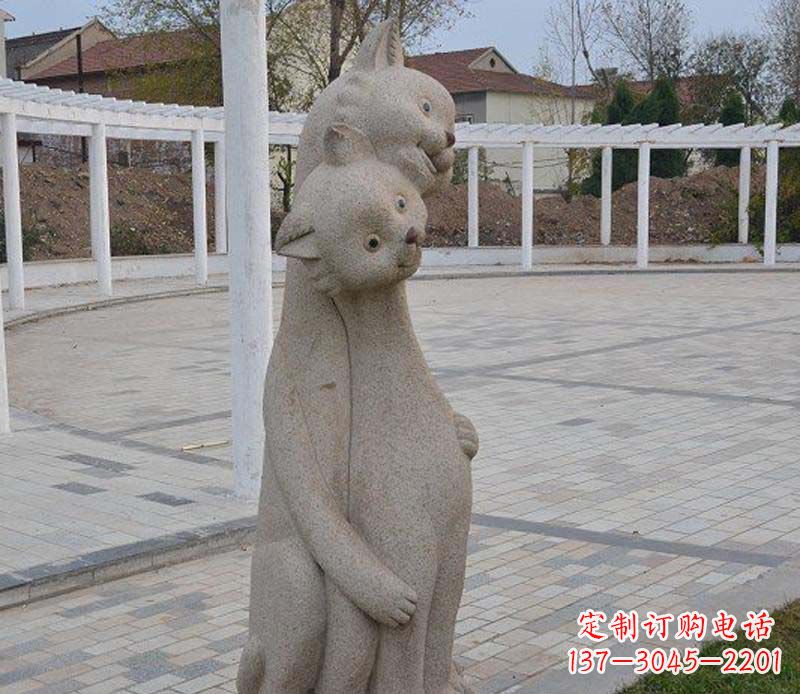 黄冈精美小猫石雕,让您的公园更加美丽