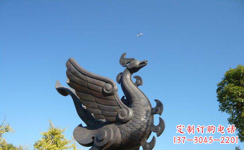 黄冈公园凤凰景观铜雕