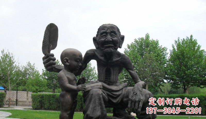 黄冈温馨老人铜雕