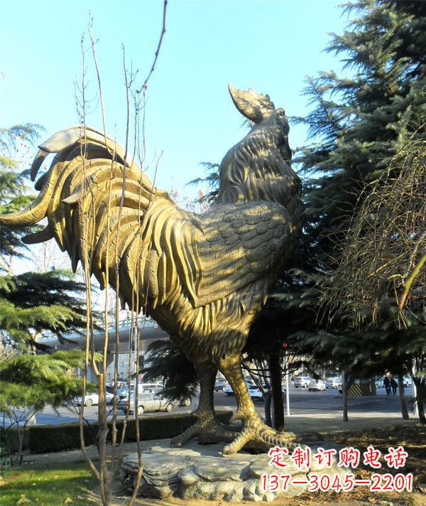 黄冈公园公鸡动物铜雕