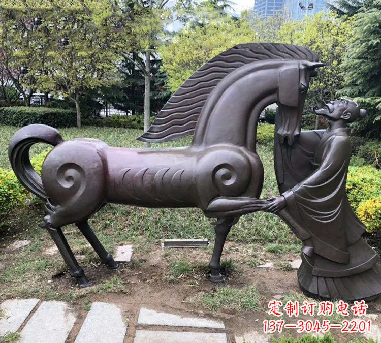 黄冈公园古代名人伯乐相马铜雕