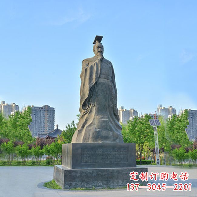 黄冈公园广场历史名人,青石隋文帝杨坚雕塑