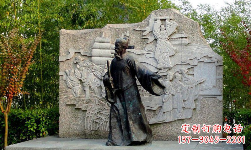 黄冈公园海瑞古代名人人物铜雕