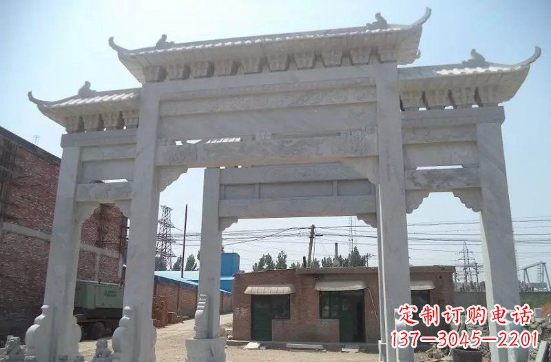 黄冈牌坊石雕 – 三门牌坊石雕,极具风格的艺术品