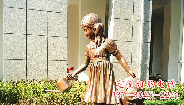 黄冈可爱的公园小女孩铜雕