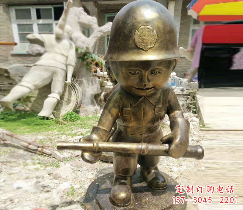 黄冈精致细腻的交通警察铜雕