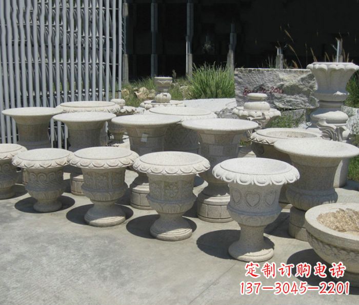 黄冈大理石花盆石雕艺术品
